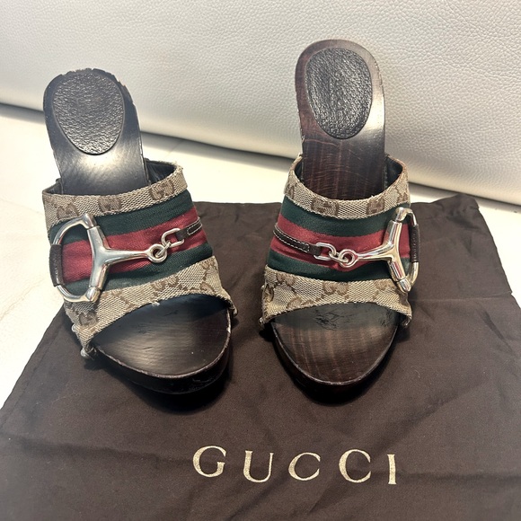 GUCCI GG Monogram web Horsebit Heel - Picture 1 of 15